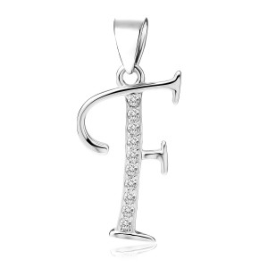 Pandantiv initiala litera F din argint cu pietre DiAmanti LZ0002_F-DIA (Argint 925‰ 0,9 g.)